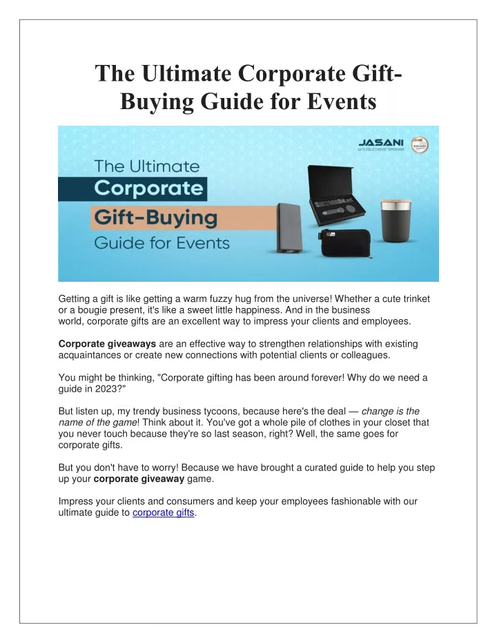 the ultimate corporate gift buying guide