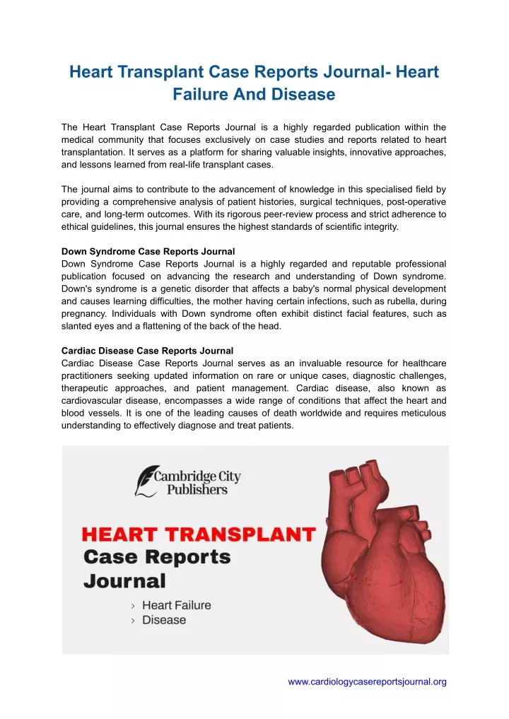 heart transplant case reports journal heart