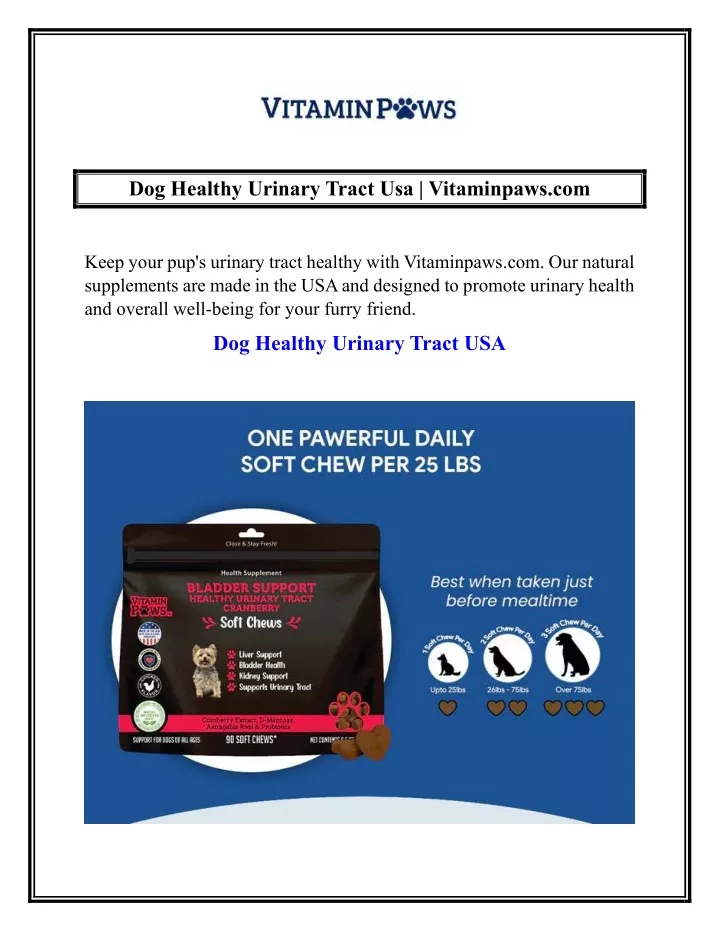 dog healthy urinary tract usa vitaminpaws com