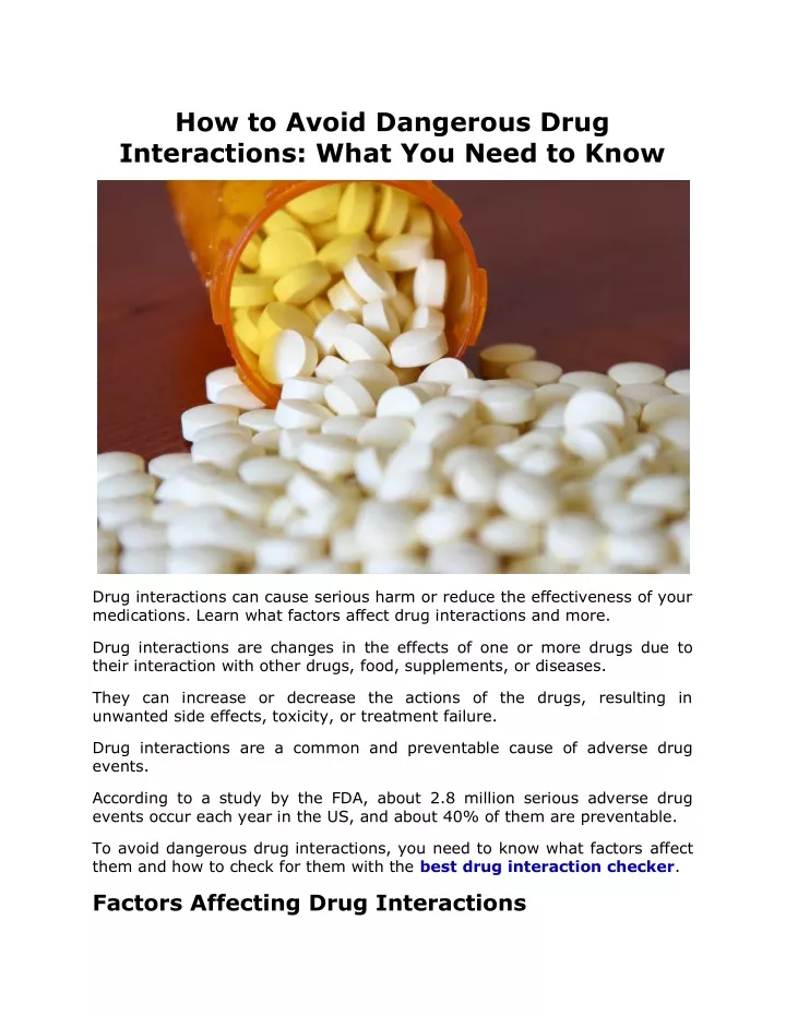 how to avoid dangerous drug interactions what