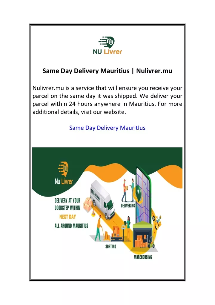 same day delivery mauritius nulivrer mu