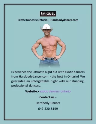 Exotic Dancers Ontario  Hardbodydancer