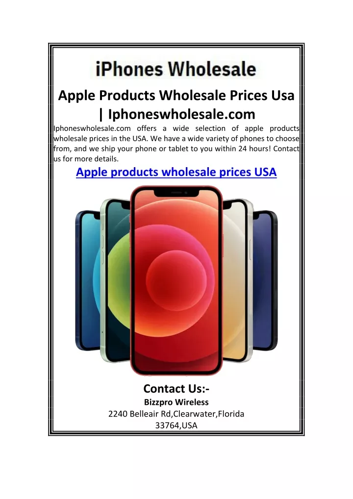 apple products wholesale prices
