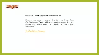 Overhead Door Company  Comfortdoors.ca