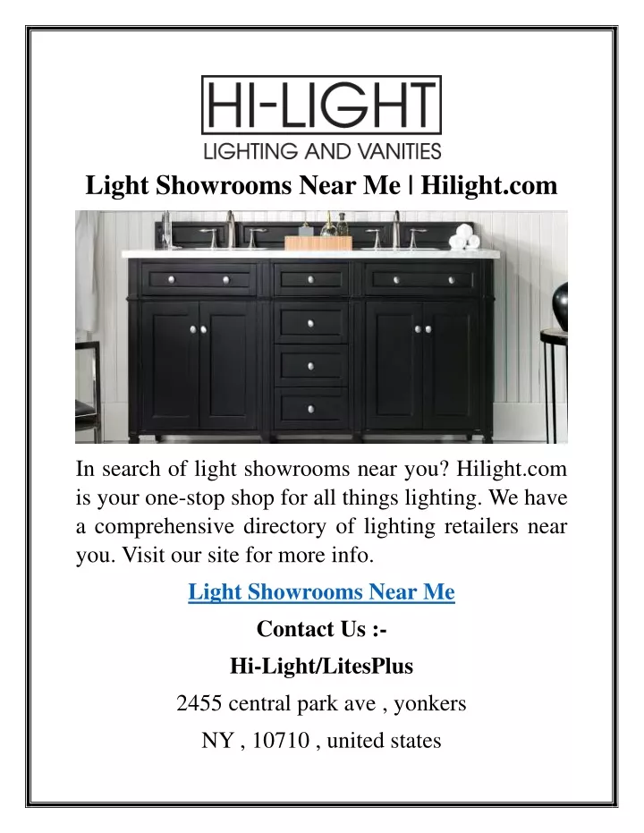 light showrooms near me hilight com