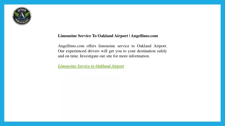 limousine service to oakland airport angellimo
