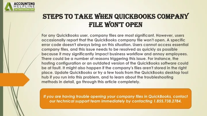 steps to take when quickbooks company file won t open
