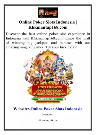 Online Poker Slots Indonesia Klikmantap168.com