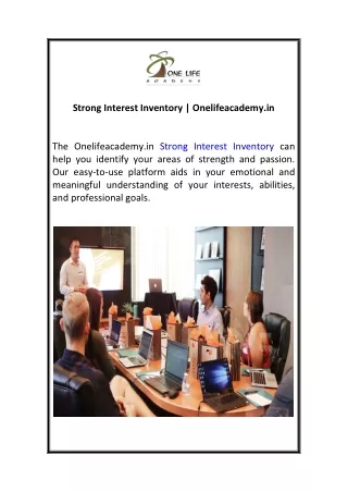 Strong Interest Inventory  Onelifeacademy.in 01