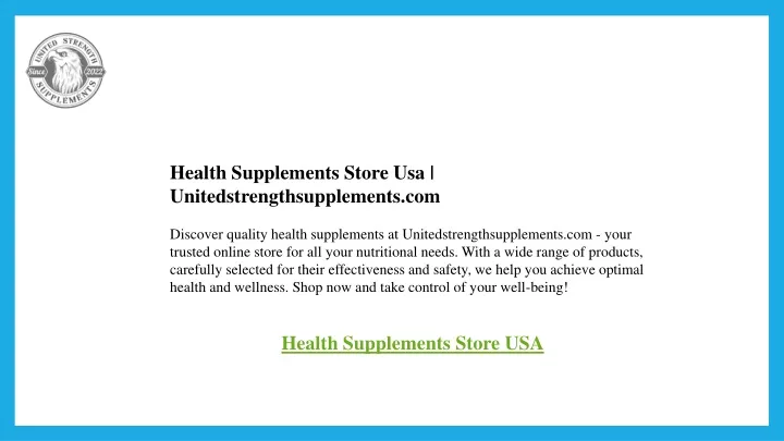 health supplements store