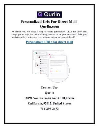 Personalized Urls For Direct Mail   Qurlin