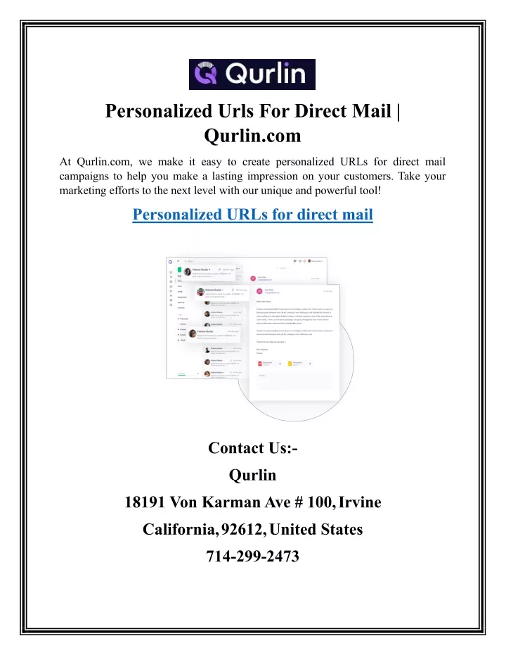personalized urls for direct mail qurlin com