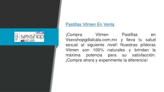Pastillas Vitmen En Venta Vsexshopgdlalcala.com.mx