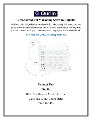 Personalized Url Marketing Software  Qurlin