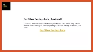 Buy Silver Earrings India  Luxi.world