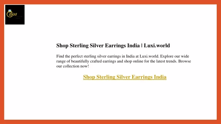 shop sterling silver earrings india luxi world