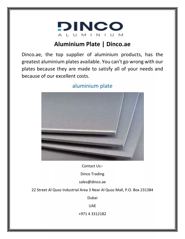 aluminium plate dinco ae