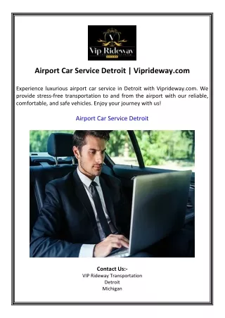 Airport Car Service Detroit  Viprideway.com