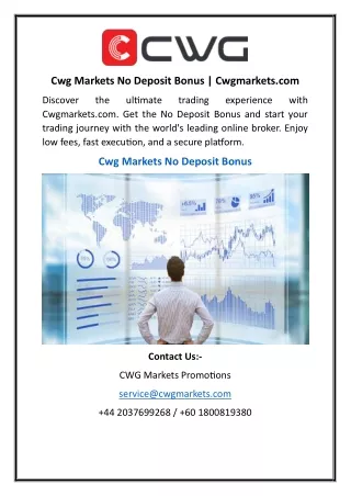 Cwg Markets No Deposit Bonus | Cwgmarkets.com