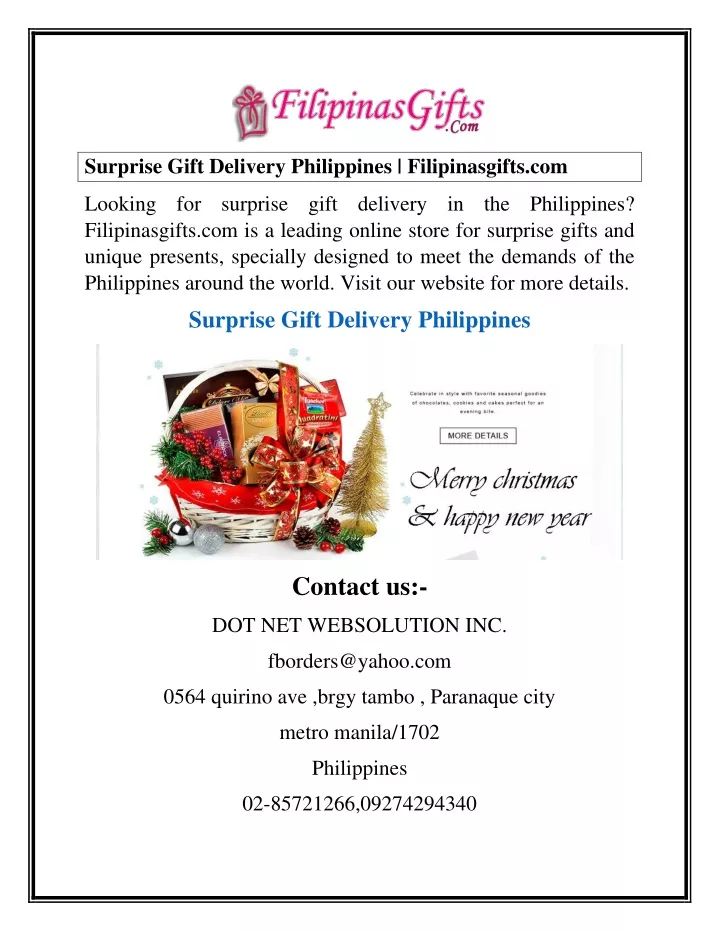 surprise gift delivery philippines filipinasgifts