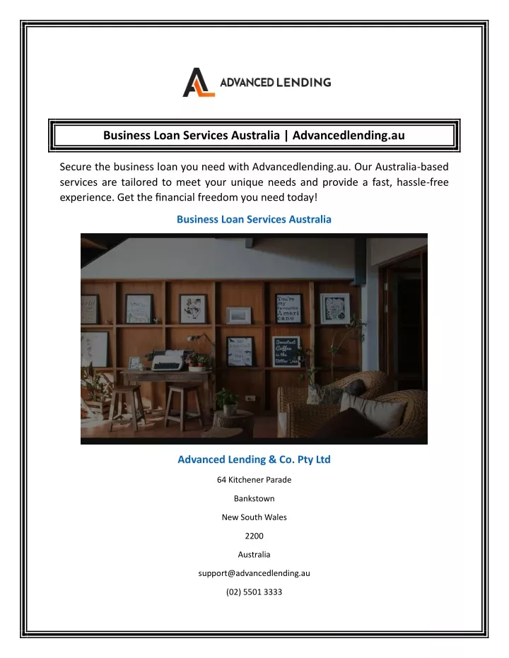 business loan services australia advancedlending