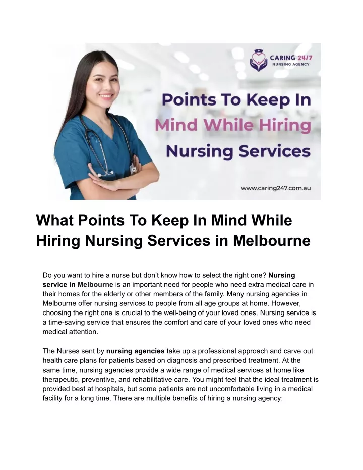 what points to keep in mind while hiring nursing