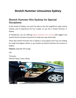 Best Stretch Hummer Hire in Sydney - BookaLimo