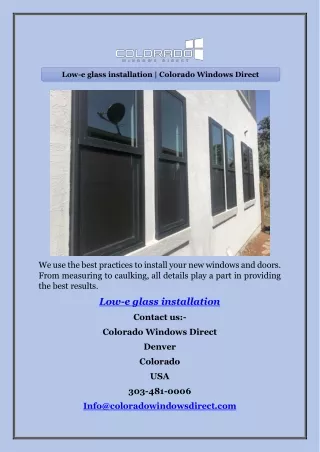 Low-e glass installation | Colorado Windows Direct