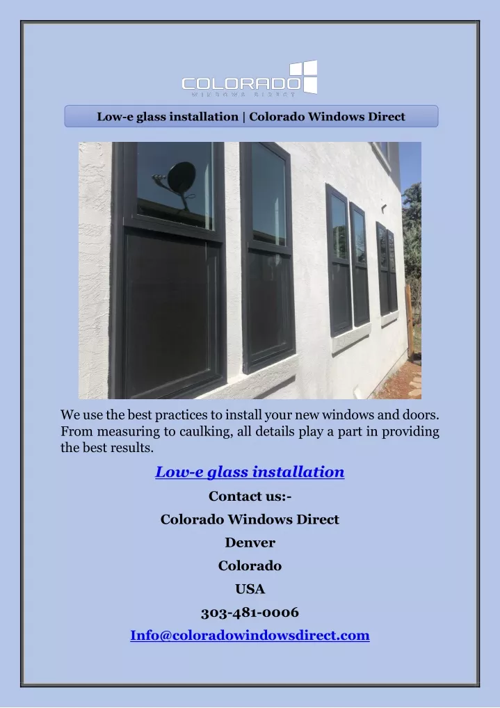 low e glass installation colorado windows direct