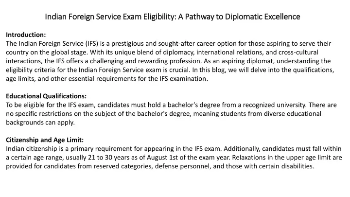 indian foreign service exam eligibility a pathway
