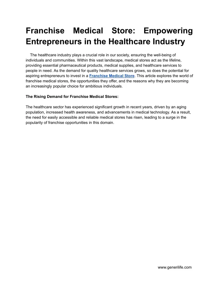 franchise entrepreneurs in the healthcare industry