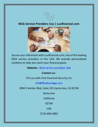401k Service Providers Usa  Luufinancial