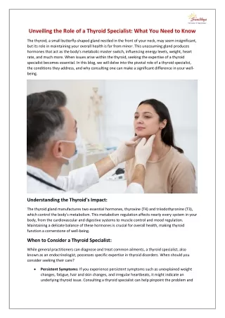 Unveiling the Role of a Thyroid Specialist What You Need to Know
