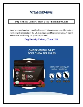 Dog Healthy Urinary Tract Usa  Vitaminpaws.com