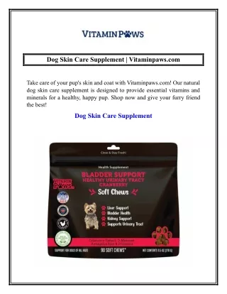 Dog Skin Care Supplement  Vitaminpaws.com