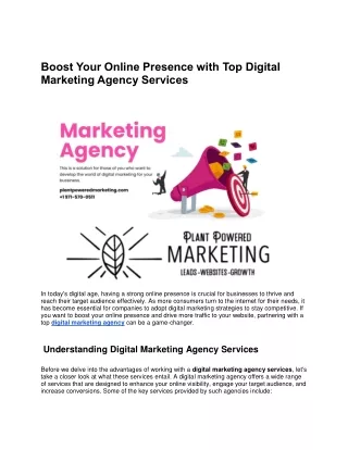 Boost Your Online Presence with Top Digital Marketing Agency Services