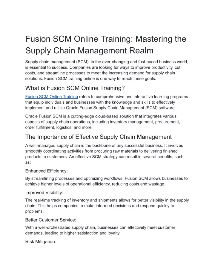 fusion scm online training mastering the supply