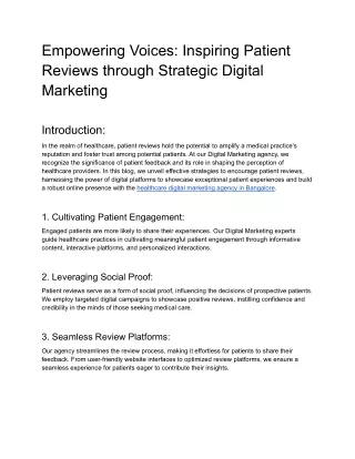 Empowering Voices_ Inspiring Patient Reviews through Strategic Digital Marketing