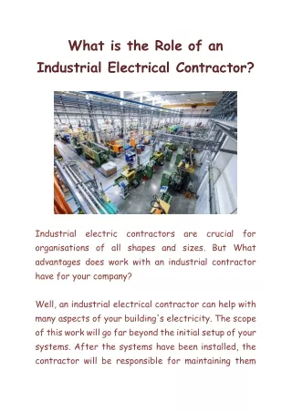 What is the Role of an Industrial Electrical Contractor-Southern Controls