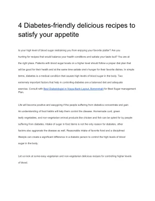 4 Diabetes-friendly delicious recipes to satisfy your appetite