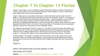 Chapter 7 Vs Chapter 13 Florida