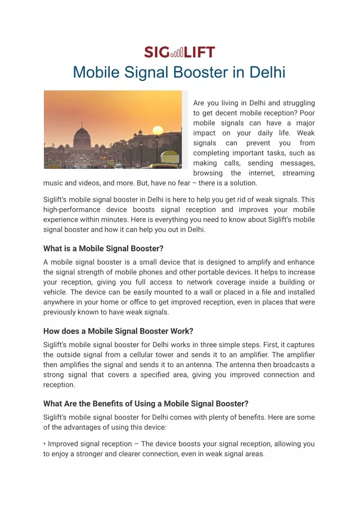 mobile signal booster in delhi