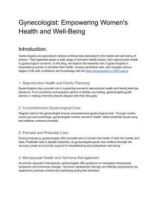 Gynecologist_ Empowering Women's Health and Well-Being