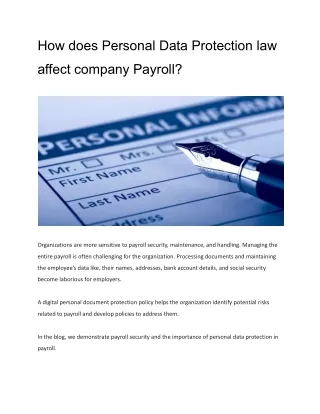 How does Personal Data Protection law affect company Payroll