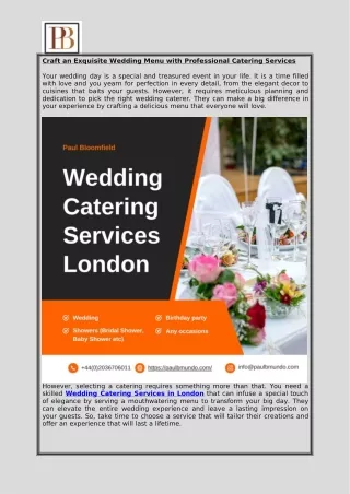 Craft an Exquisite Wedding Menu with Professional Catering Services