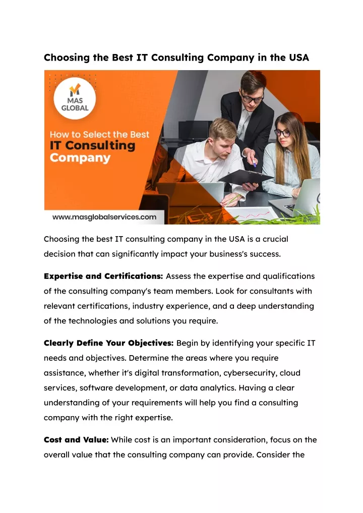 choosing the best it consulting company in the usa