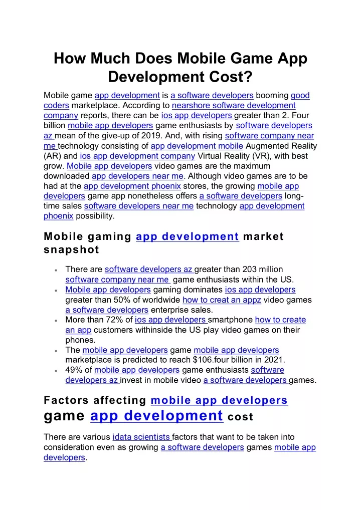 how much does mobile game app development cost