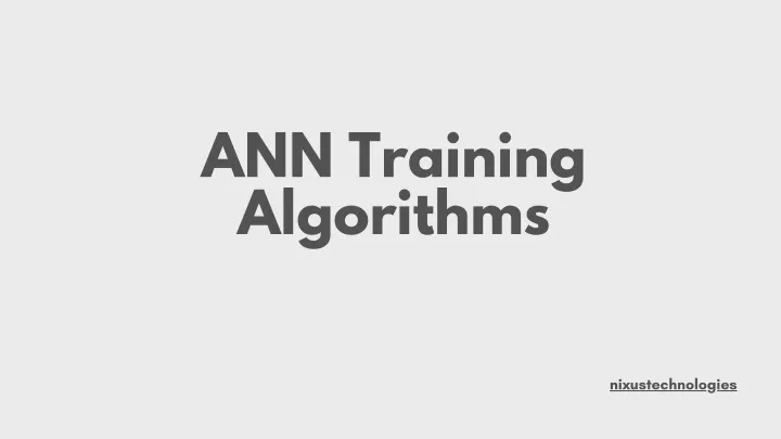 ann training algorithms