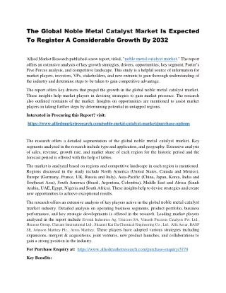 Noble Metal Catalyst Market