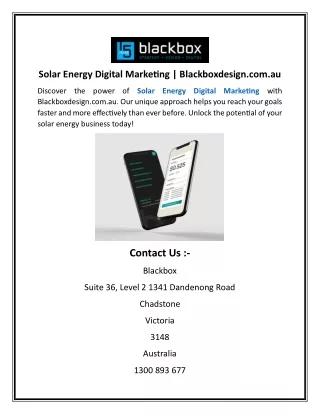 Solar Energy Digital Marketing | Blackboxdesign.com.au